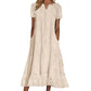 🌸 Eyelet V-Neck Dress with Pockets – Soft Cotton Blend, 5 Colors. 49% OFF