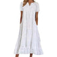 🌸 Eyelet V-Neck Dress with Pockets – Soft Cotton Blend, 5 Colors. 49% OFF