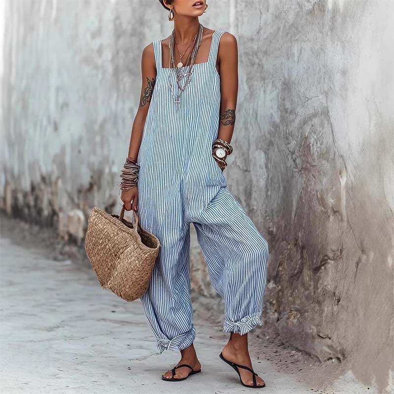 🎁2026 New Arrivals 50% OFF💥 Women's Casual Striped Spaghetti Strap Jumpsuit ✨