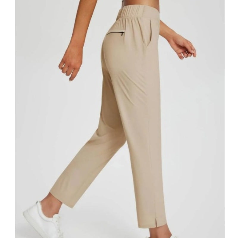 High-Waist Zipper-Pocket Pants – Tummy Control & Breathable Stretch