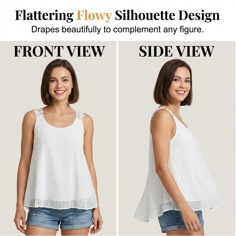 🦢🌙🎀 LIMITED-TIME 50% OFF! Elegant Dot Lace Camisole – Soft Lace Trim, Classic Polka Dots, Slimming Silhouette – Perfect for Date Nights, Parties or Office Chic 🕊️💼
