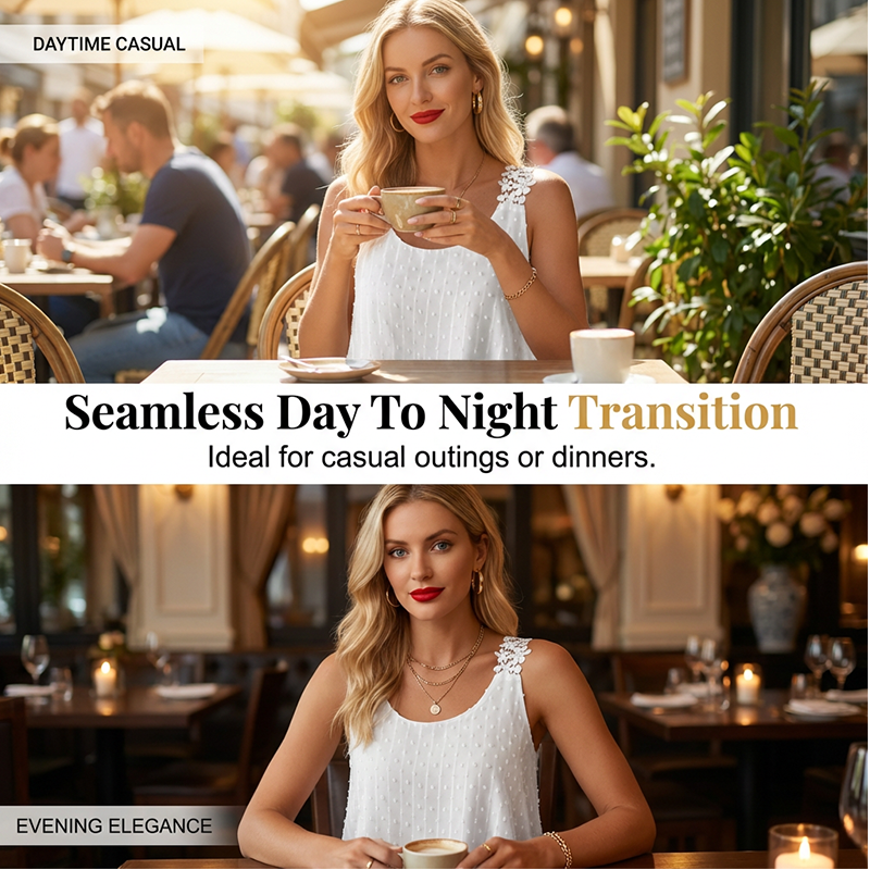 🦢🌙🎀 LIMITED-TIME 50% OFF! Elegant Dot Lace Camisole – Soft Lace Trim, Classic Polka Dots, Slimming Silhouette – Perfect for Date Nights, Parties or Office Chic 🕊️💼