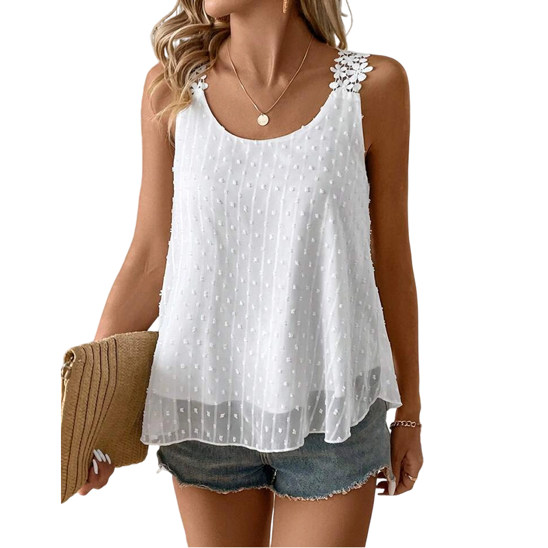 🦢🌙🎀 LIMITED-TIME 50% OFF! Elegant Dot Lace Camisole – Soft Lace Trim, Classic Polka Dots, Slimming Silhouette – Perfect for Date Nights, Parties or Office Chic 🕊️💼