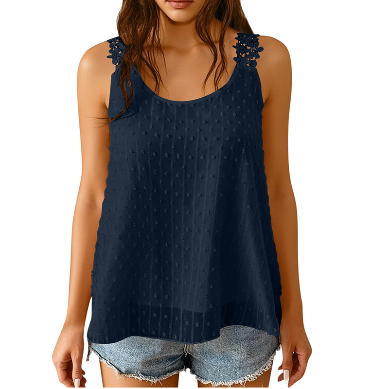 🦢🌙🎀 LIMITED-TIME 50% OFF! Elegant Dot Lace Camisole – Soft Lace Trim, Classic Polka Dots, Slimming Silhouette – Perfect for Date Nights, Parties or Office Chic 🕊️💼