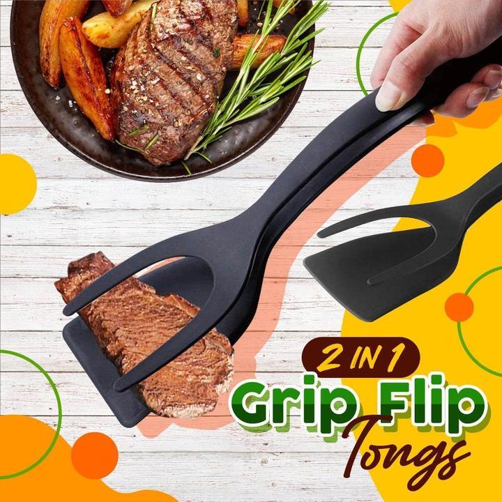 📢📢50% OFF !! ⏰2-in-1 Kitchen Spatula Tongs – Food Grade Silicone Tips, Non-Stick, Heat Resistant, Long Handle ✨