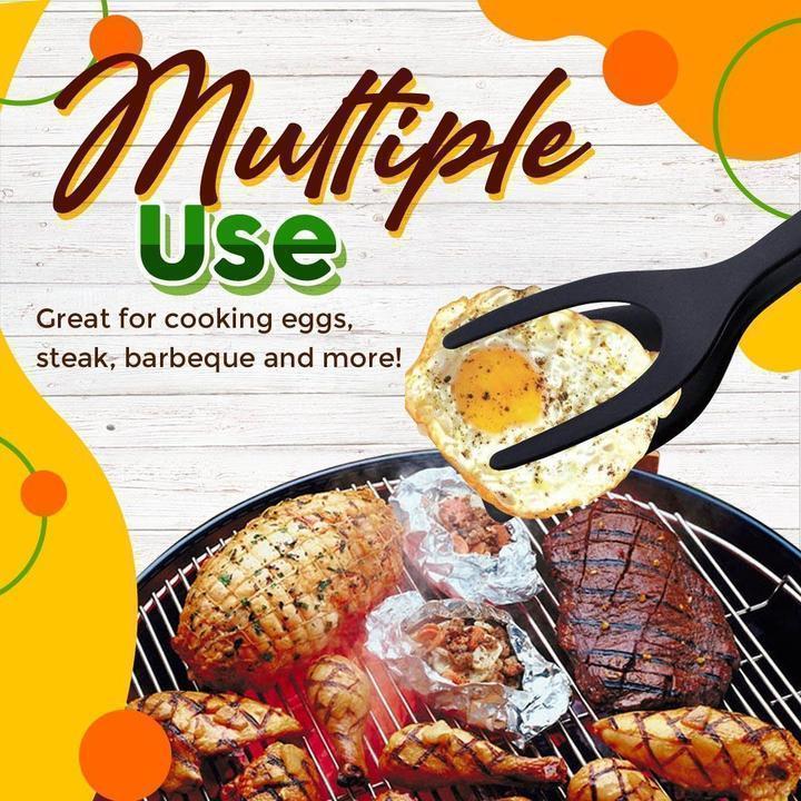 📢📢50% OFF !! ⏰2-in-1 Kitchen Spatula Tongs – Food Grade Silicone Tips, Non-Stick, Heat Resistant, Long Handle ✨