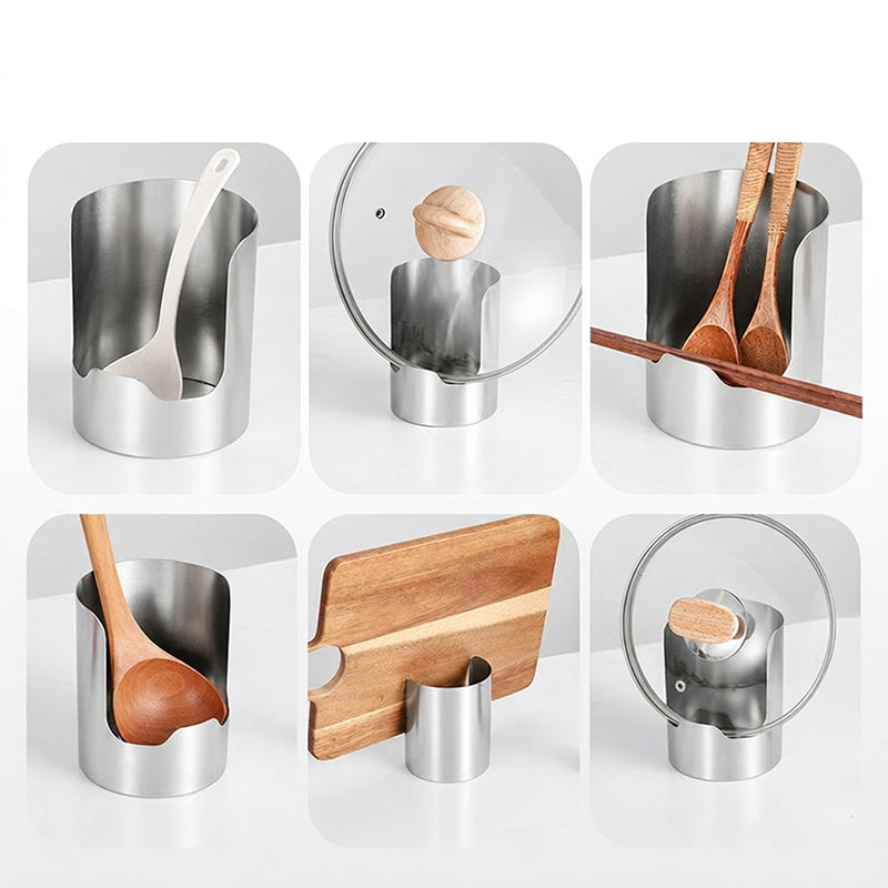 ⏳Time-Limited Special⏰Multi‑Functional Kitchen Utensil Holder, Stainless Steel Organizer, for Spoons, Pot Lids & Cooking Gadgets, Countertop Kitchen Storage