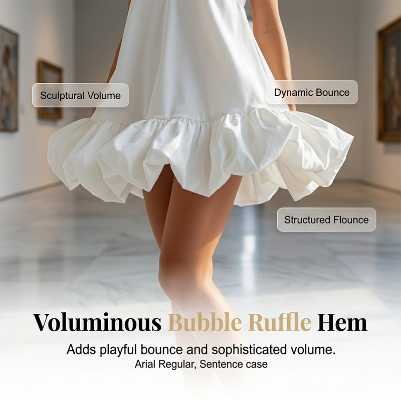 Women's V-Neck Strap Dress with Bubble Ruffle Hem👗