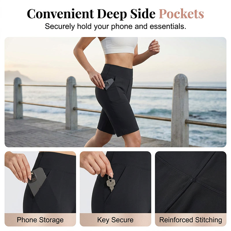 📢Last Day 50% OFF !! 👖Women's High-Rise Stretch Walking Shorts | 4-Way Stretch Active Biker Shorts with Deep Pockets
