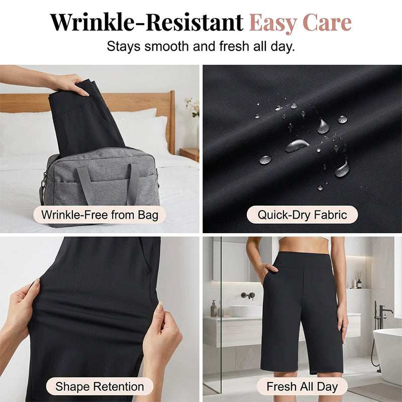 📢Last Day 50% OFF !! 👖Women's High-Rise Stretch Walking Shorts | 4-Way Stretch Active Biker Shorts with Deep Pockets