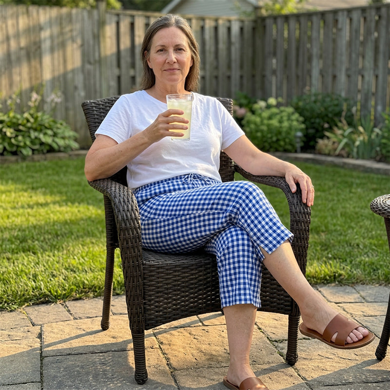 🎁2026 New Arrivals 50% OFF💥Gingham Capri Pants – Drawstring Comfort & Breathable Cotton-Linen