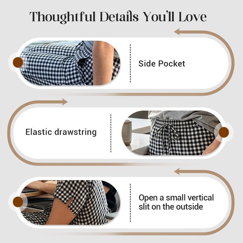 🎁2026 New Arrivals 50% OFF💥Gingham Capri Pants – Drawstring Comfort & Breathable Cotton-Linen
