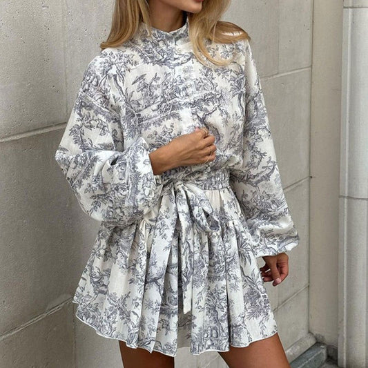 👘✨ Elegant print dress – flattering tie-waist, chic lantern sleeves! 🌟 Buy 2 get 5% off!