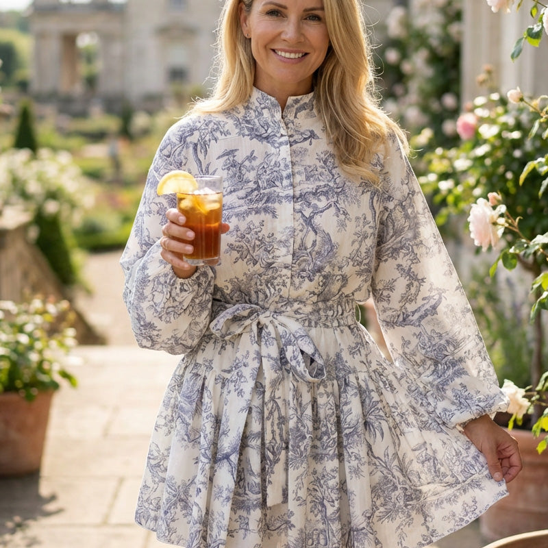 👘✨ Elegant print dress – flattering tie-waist, chic lantern sleeves! 🌟 Buy 2 get 5% off!