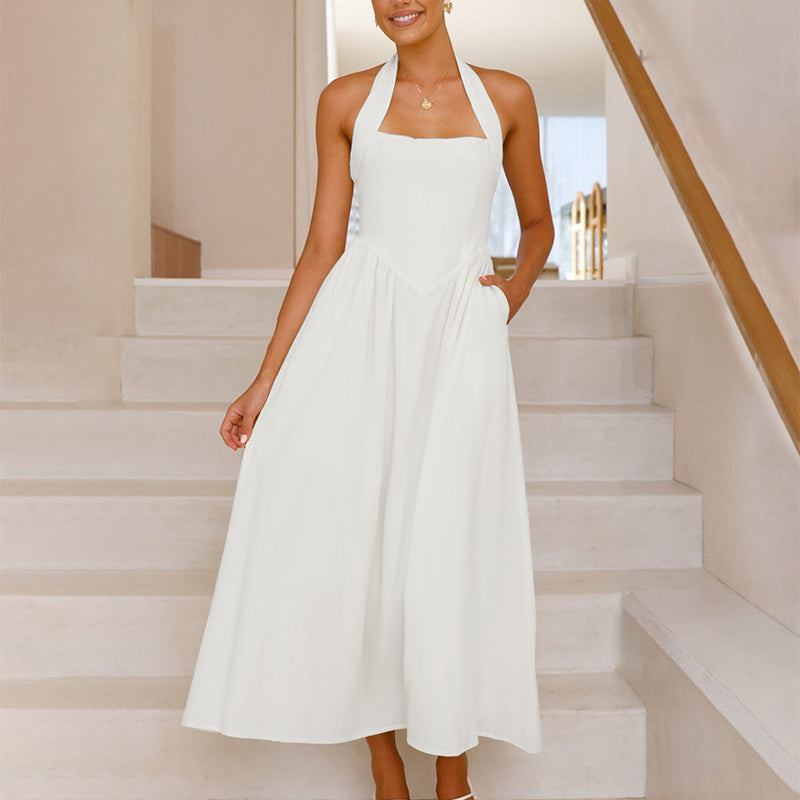 📢📢40% OFF !! ⏰Women’s Halter Smocked Back Dress