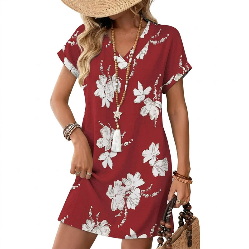 🔥LAST DAY SALE 50% OFF🌊Women's Summer Casual V-Neck T-Shirt Dress