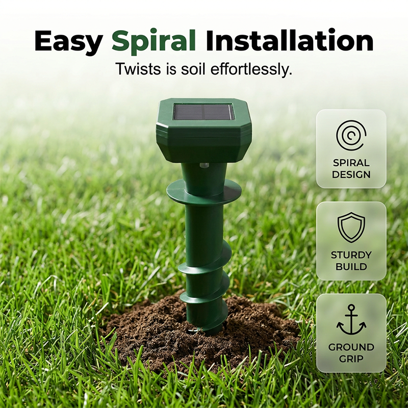 Solar Powered Ultrasonic Mole Repeller Stake