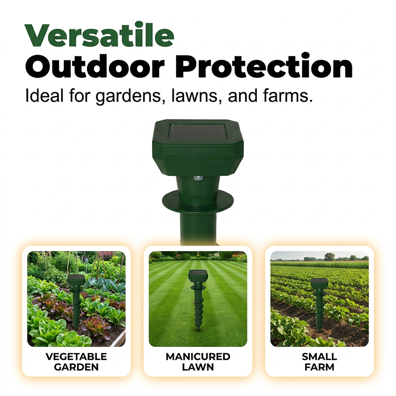 Solar Powered Ultrasonic Mole Repeller Stake