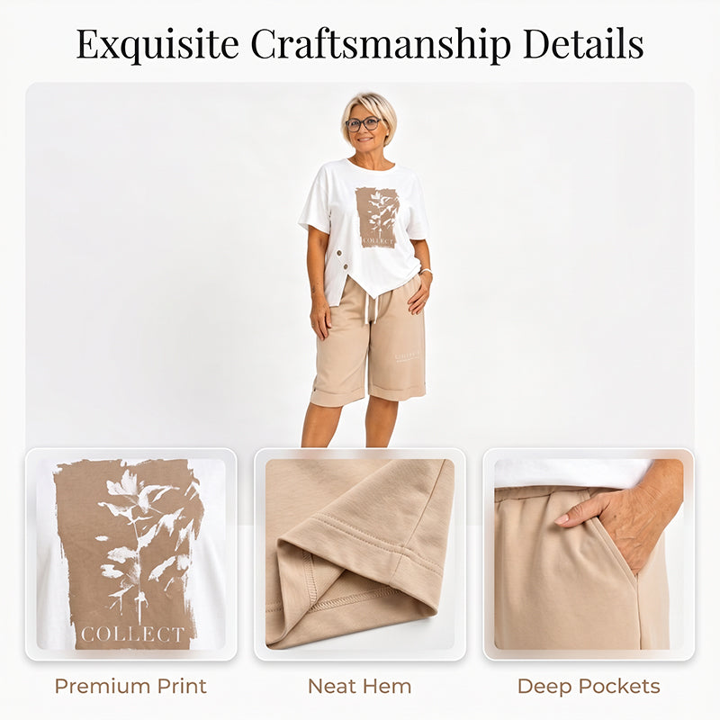 🌞Summer Hot Sale 50% OFF⚡50K+ SOLD💕👕Women Casual Two Piece Summer Shorts Set✨Loose Short Sleeve Top + Elastic Waist Shorts Loungewear Holiday Matching Outfit