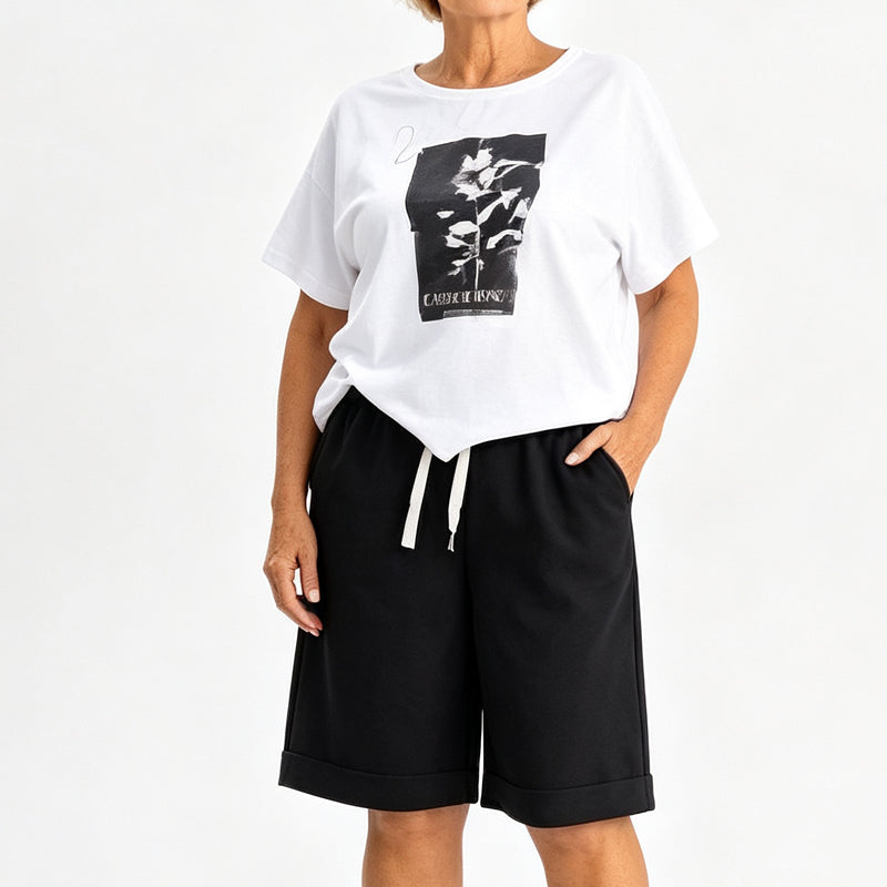 🌞Summer Hot Sale 50% OFF⚡50K+ SOLD💕👕Women Casual Two Piece Summer Shorts Set✨Loose Short Sleeve Top + Elastic Waist Shorts Loungewear Holiday Matching Outfit