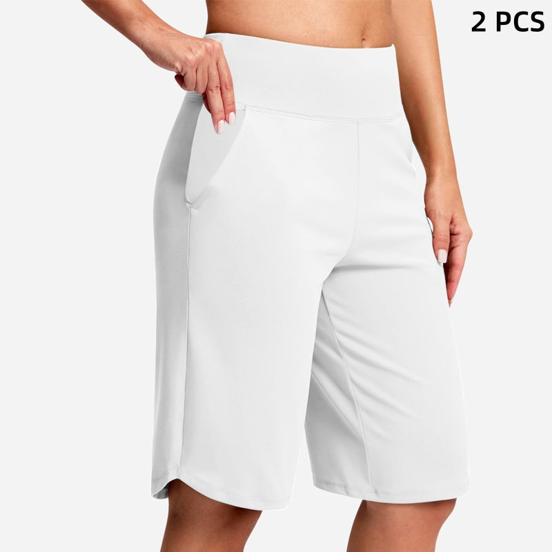 🧘 Waist-Defining Yoga Shorts — Core Support | Wide Waistband | Comfortable All-Day Hold