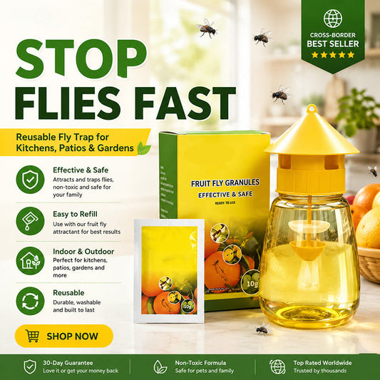⏳Final 3 Hours Flash Sale £9.99! 🍊Reusable Hanging Fruit Fly Trap with Attractant Granules, Non-Toxic Fly Catcher for Kitchen Patio Garden Indoor & Outdoor Use