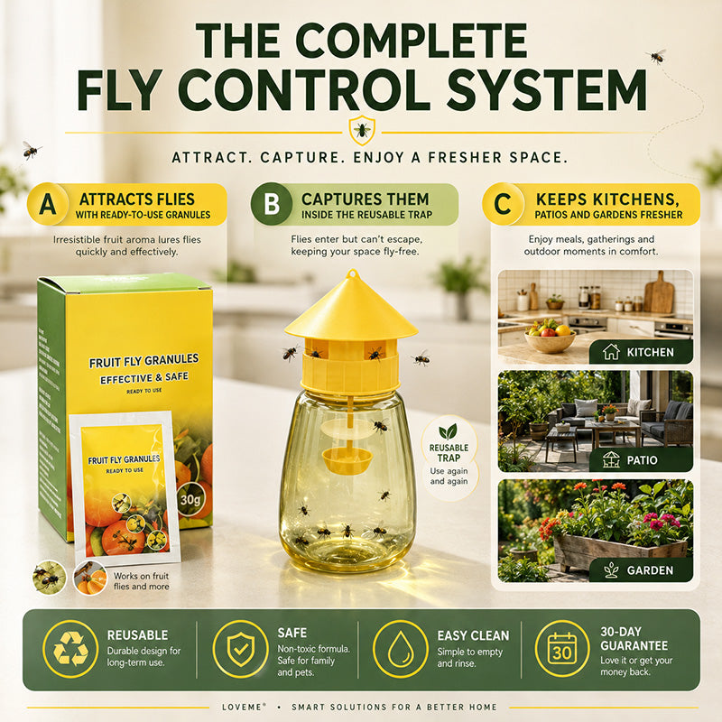⏳Final 3 Hours Flash Sale £9.99! 🍊Reusable Hanging Fruit Fly Trap with Attractant Granules, Non-Toxic Fly Catcher for Kitchen Patio Garden Indoor & Outdoor Use