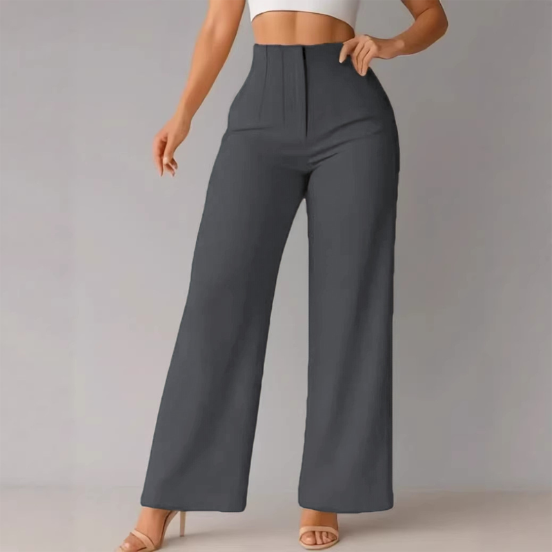 🏆 Last Day Special Price £19.99 ! 👖Women High Waist Solid Wide Leg Trousers – Slimming Long Straight Cut & Wrinkle Resistant Fabric 💕