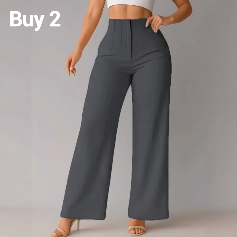 🏆 Last Day Special Price £19.99 ! 👖Women High Waist Solid Wide Leg Trousers – Slimming Long Straight Cut & Wrinkle Resistant Fabric 💕