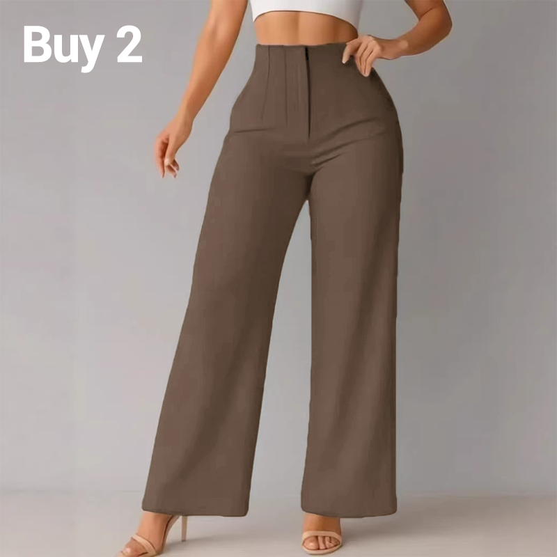 🏆 Last Day Special Price £19.99 ! 👖Women High Waist Solid Wide Leg Trousers – Slimming Long Straight Cut & Wrinkle Resistant Fabric 💕