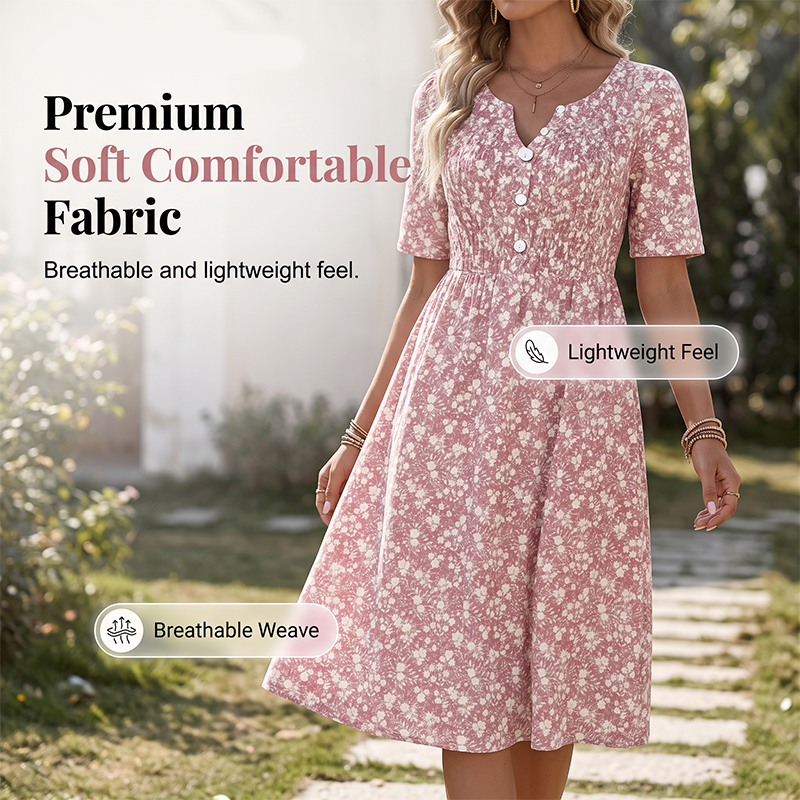 ⏳Limited-time 50% Off⏰Women's Casual V-Neck Print Dress with Pockets💐👗