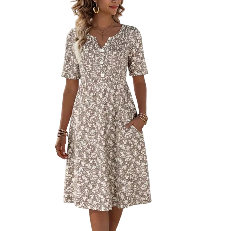 ⏳Limited-time 50% Off⏰Women's Casual V-Neck Print Dress with Pockets💐👗