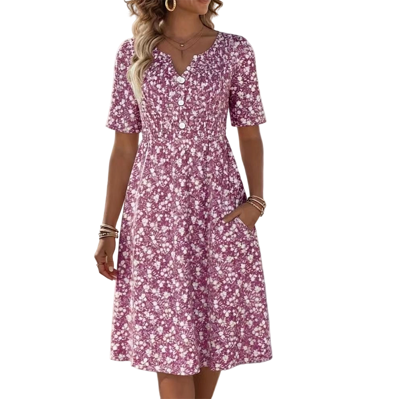 ⏳Limited-time 50% Off⏰Women's Casual V-Neck Print Dress with Pockets💐👗