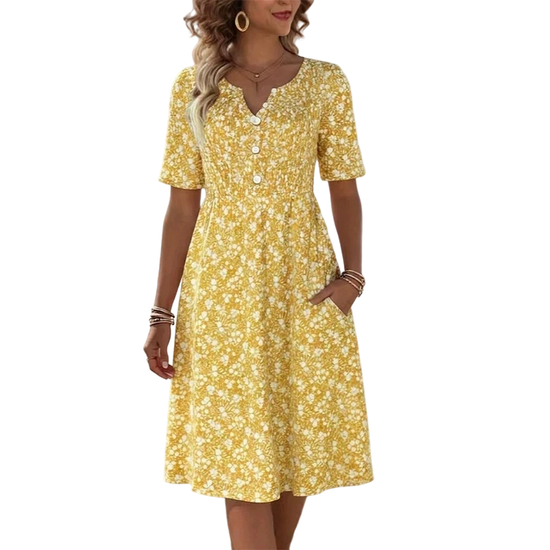 ⏳Limited-time 50% Off⏰Women's Casual V-Neck Print Dress with Pockets💐👗