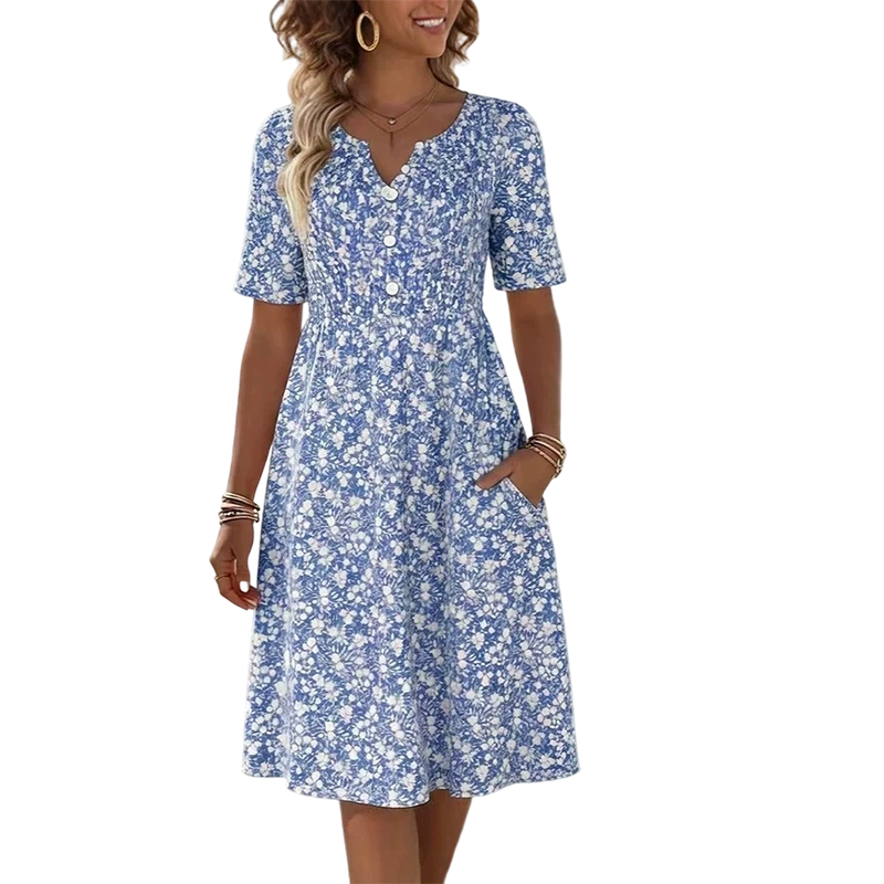 ⏳Limited-time 50% Off⏰Women's Casual V-Neck Print Dress with Pockets💐👗