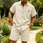 👕 53% OFF NOW! 🩳 Men's Waffle Knit Short Sleeve Shirt & Shorts Set – Soft textured fabric, breathable & relaxed fit – Perfect for summer loungewear & casual outings ☀️