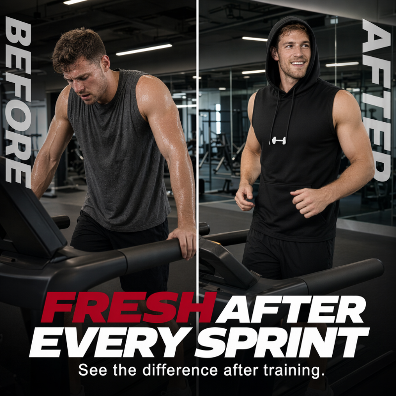 🏋️ Men's Athletic Sleeveless Hoodie Vest —  Breathable Moisture-Wicking | Perfect for Workout & Running