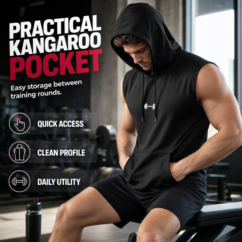 🏋️ Men's Athletic Sleeveless Hoodie Vest —  Breathable Moisture-Wicking | Perfect for Workout & Running