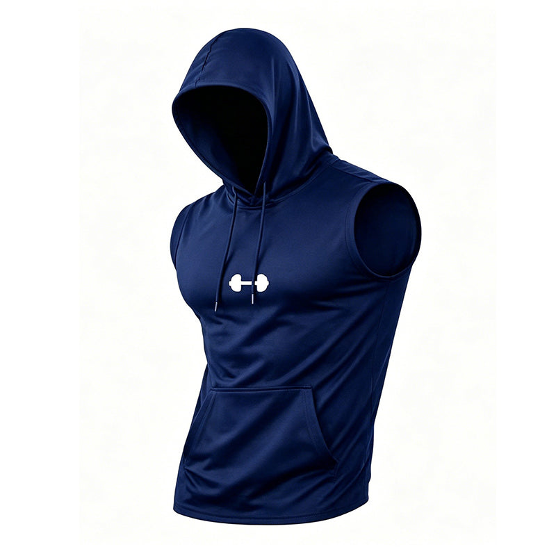 🏋️ Men's Athletic Sleeveless Hoodie Vest —  Breathable Moisture-Wicking | Perfect for Workout & Running