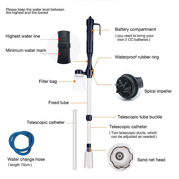 🐠 LIMITED-TIME 50% OFF! 🧹Electric Aquarium Gravel Cleaner—battery-operated, adjustable length, and easy to use—suitable for all aquariums 🐟