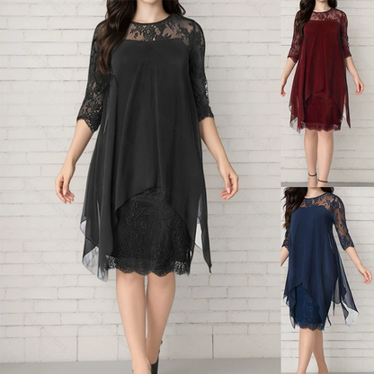 🎉🖤SUMMER HOT SALE £14.99!!💥50K+ SOLD✨Women's Elegant High-Low Hem Lace Overlay Dress