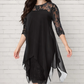🎉🖤SUMMER HOT SALE £14.99!!💥50K+ SOLD✨Women's Elegant High-Low Hem Lace Overlay Dress