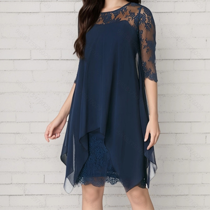🎉🖤SUMMER HOT SALE £14.99!!💥50K+ SOLD✨Women's Elegant High-Low Hem Lace Overlay Dress
