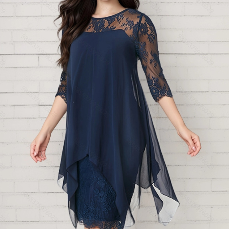 🎉🖤SUMMER HOT SALE £14.99!!💥50K+ SOLD✨Women's Elegant High-Low Hem Lace Overlay Dress
