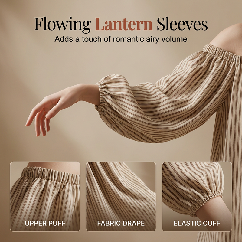 Women's Off-Shoulder Maxi Dress with Lantern Sleeves 🌸 Bare Shoulders, Billowy Sleeves – A Romantic Silhouette for Special Moments ✨