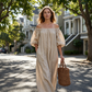 Women's Off-Shoulder Maxi Dress with Lantern Sleeves 🌸 Bare Shoulders, Billowy Sleeves – A Romantic Silhouette for Special Moments ✨