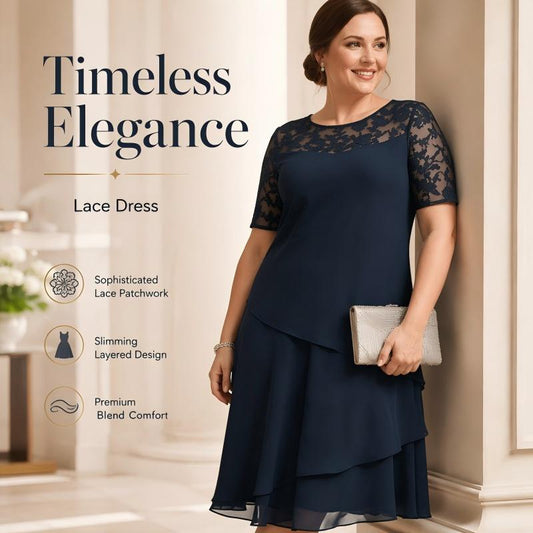 🌸👗✨ LIMITED TIME 50% OFF! Women’s Elegant Plus Size Lace Tiered Midi Dress – Breathable Chiffon, Flattering High Waist and Occasion Ready Style