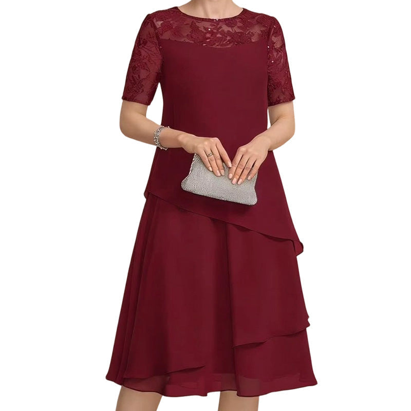 🌸👗✨ LIMITED TIME 50% OFF! Women’s Elegant Plus Size Lace Tiered Midi Dress – Breathable Chiffon, Flattering High Waist and Occasion Ready Style
