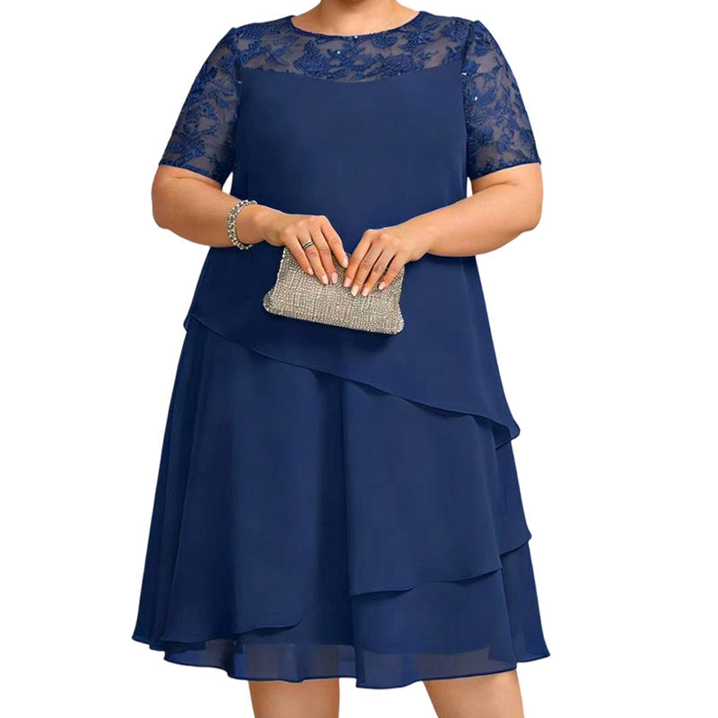 🌸👗✨ LIMITED TIME 50% OFF! Women’s Elegant Plus Size Lace Tiered Midi Dress – Breathable Chiffon, Flattering High Waist and Occasion Ready Style