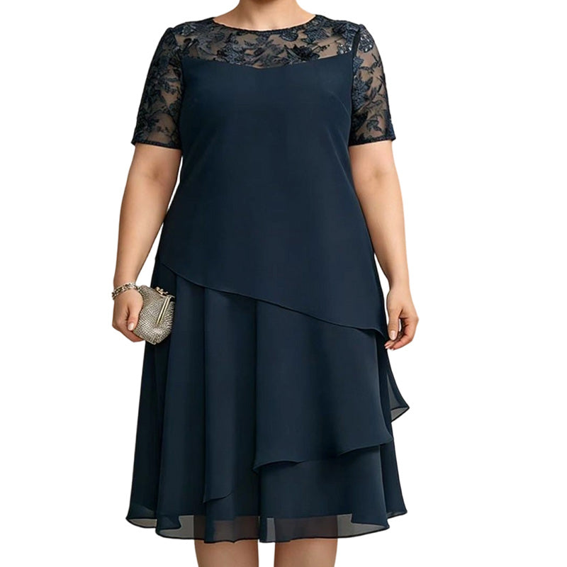 🌸👗✨ LIMITED TIME 50% OFF! Women’s Elegant Plus Size Lace Tiered Midi Dress – Breathable Chiffon, Flattering High Waist and Occasion Ready Style